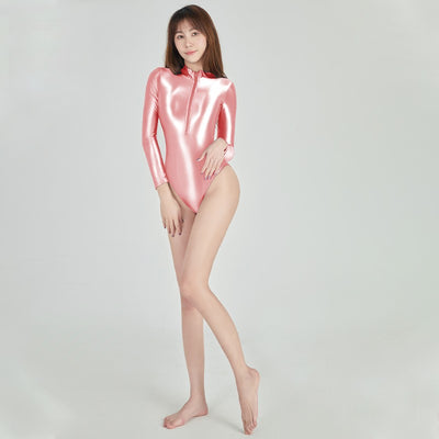 Traje de Baño Mujer Manga Larga Seda Suave Color Sólido - Image 9