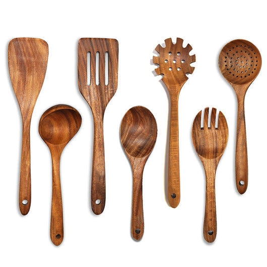 Juego de Utensilios de Cocina en Teca: Cuchara Larga, Colador y Espátula Antiadherente - Image 17