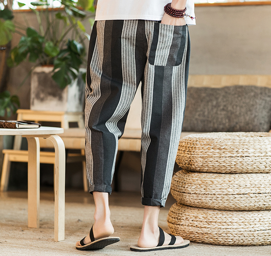 Pantalones Casuales Hombre Talla Grande Algodón Lino Estilo Japonés - Image 7