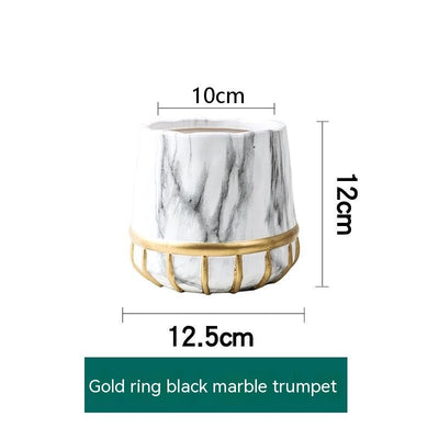 Maceta de Cerámica Dorada con Efecto Mármol - Decoración Premium para el Hogar - Image 19