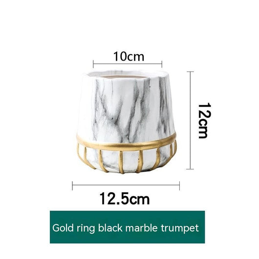 Maceta de Cerámica Dorada con Efecto Mármol - Decoración Premium para el Hogar - Image 19