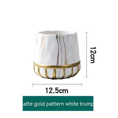 Maceta de Cerámica Dorada con Efecto Mármol - Decoración Premium para el Hogar - Image 22