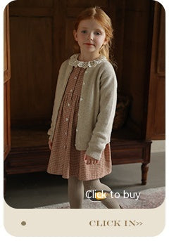 Cardigan de Lana Pura para Niña - Azul Niebla con Detalle Albaricoque - Image 8