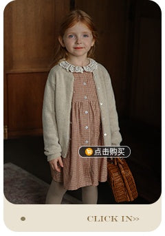 Cardigan de Lana Pura para Niña - Azul Niebla con Detalle Albaricoque - Image 11