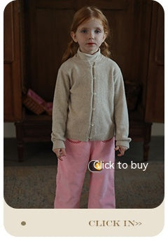 Cardigan de Lana Pura para Niña - Azul Niebla con Detalle Albaricoque - Image 13