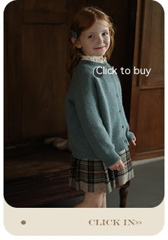 Cardigan de Lana Pura para Niña - Azul Niebla con Detalle Albaricoque - Image 15