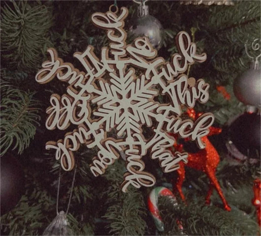 Adorno Navideño Colgante Forma de Copo de Nieve con Letras - Image 8