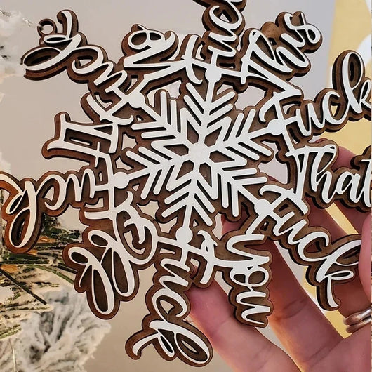 Adorno Navideño Colgante Forma de Copo de Nieve con Letras - Image 10