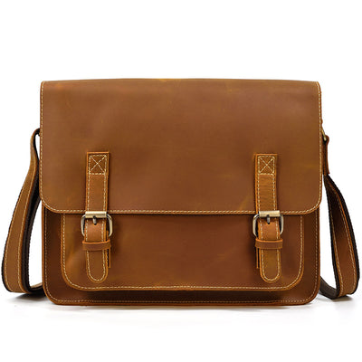 Bolsa Bandolera de Cuero Genuino Crazy Horse para Hombre - Image 11