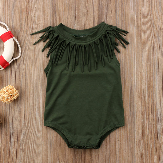 Mono Infantil Borlas Verano - Jumpsuit Algodón sin Mangas Niños y Niñas