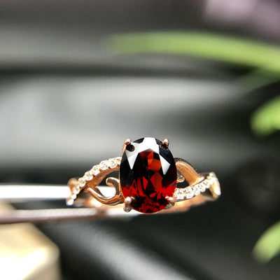 Anillo de Plata 925 con Granate Natural Incrustado - Image 9
