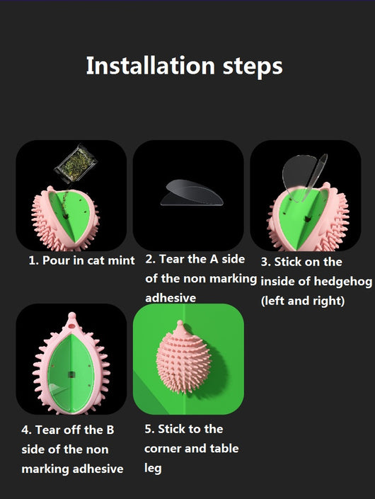 Lime green hedgehog-shaped cat toy with soft spikes, next to its matching green packaging box. - Image 10