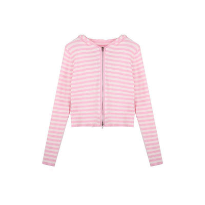Cardigan Tejido a Rayas con Capucha y Mangas Largas - Image 18