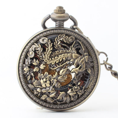 Reloj de Bolsillo Automático Mecánico con Patrón Fénix Calado - Image 8