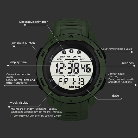 Reloj Electrónico Multifuncional Estilo Coreano para Hombre - Image 13