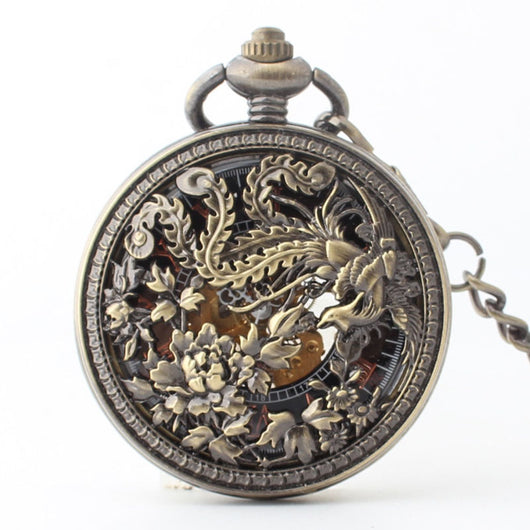 Reloj de Bolsillo Automático Mecánico con Patrón Fénix Calado - Image 13