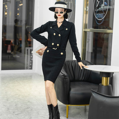 Conjunto de Falda y Blazer Ejecutivo con Hebilla Dorada Letra B - Image 35