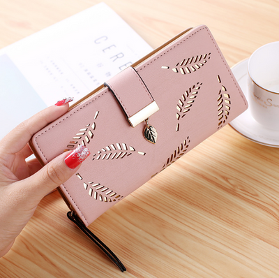 Cartera Larga para Mujer con Diseño de Hojas Doradas - Billetera y Portatarjetas - Image 4