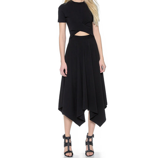 Vestido Corto con Cutout en Cintura y Pliegues Cruzados - Image 3