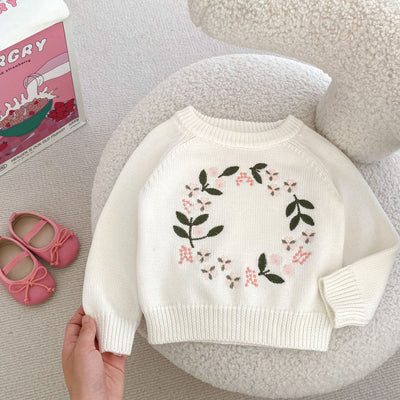 Suéter Tejido para Niña con Bordado Floral - Image 9