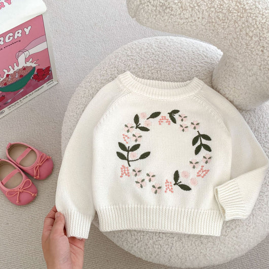 Suéter Tejido para Niña con Bordado Floral - Image 16