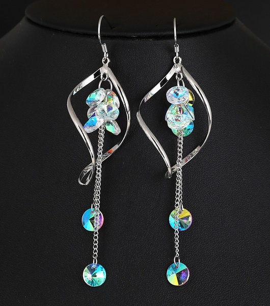 Aretes de Cristal Ondulado Largo - Image 14