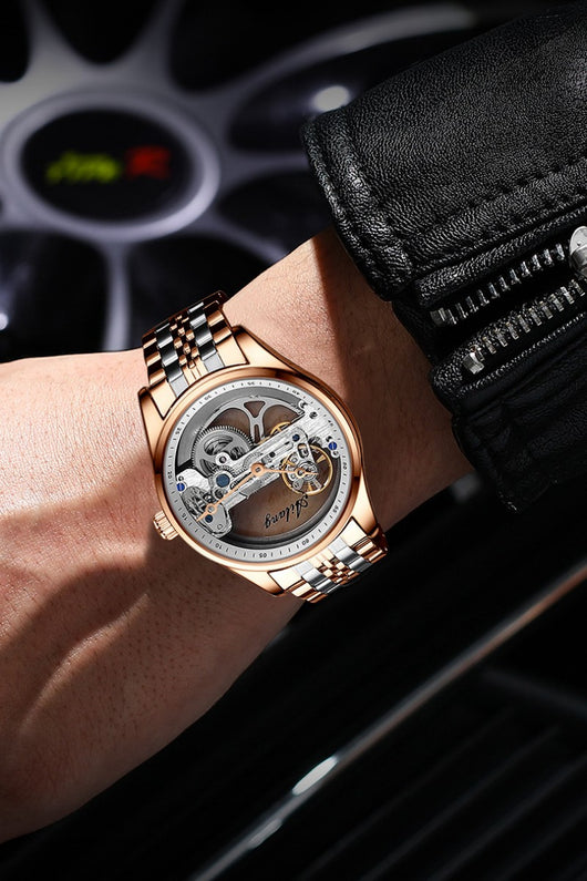 Reloj Mecánico Automático Hueco para Hombre con Banda de Silicona - Image 25