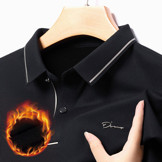 Camisa Térmica de Manga Larga para Hombre con Cuello Solapa y Tela Elástica - Image 10