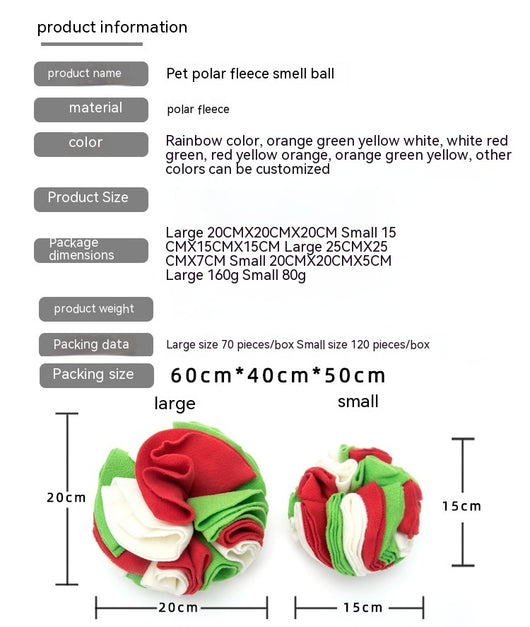 Pet sniffing pad in a ball shape, made of soft polar fleece in shades of pink, purple, and white, for dogs. - Image 22