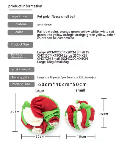 Pet sniffing pad in a ball shape, made of soft polar fleece in shades of pink, purple, and white, for dogs. - Image 28