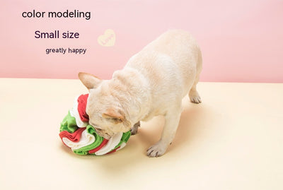 Pet sniffing pad in a ball shape, made of soft polar fleece in shades of pink, purple, and white, for dogs. - Image 30