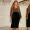 Vestido Entallado Elegante con Cuello V y Mangas Largas para Mujer