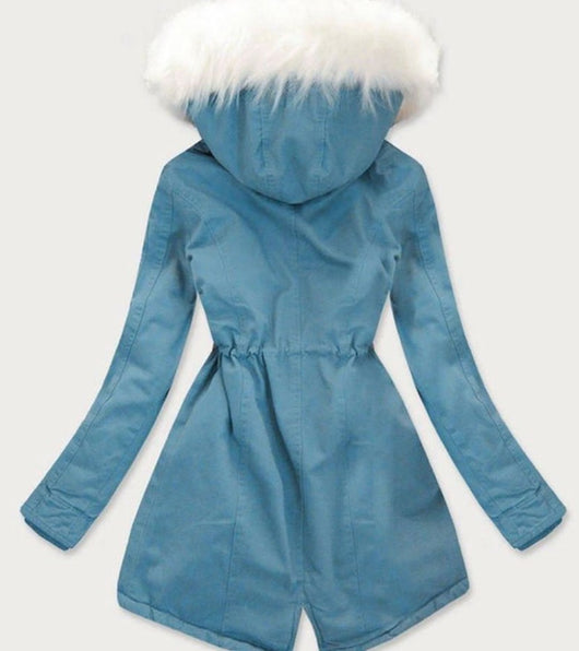 Abrigo Denim Tipo Trinchera con Cuello de Piel para Otoño e Invierno - Image 5