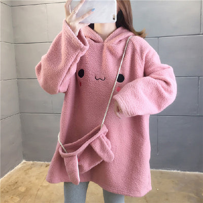 Suéter Hoodie de Lana Cordero con Orejas Largas Adorables - Image 11