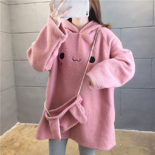 Suéter Hoodie de Lana Cordero con Orejas Largas Adorables - Image 11