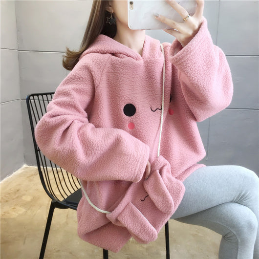 Suéter Hoodie de Lana Cordero con Orejas Largas Adorables - Image 12