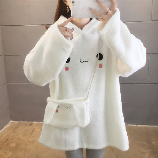 Suéter Hoodie de Lana Cordero con Orejas Largas Adorables - Image 13
