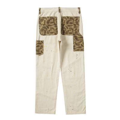 Pantalones Casuales Khaki con Diseño Patchwork y Salpicaduras de Tinta - Image 10