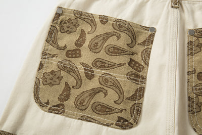 Pantalones Casuales Khaki con Diseño Patchwork y Salpicaduras de Tinta - Image 15