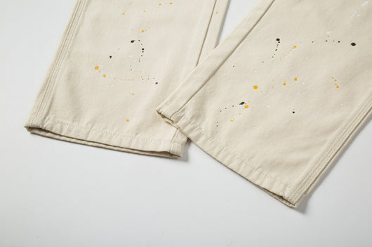 Pantalones Casuales Khaki con Diseño Patchwork y Salpicaduras de Tinta - Image 16
