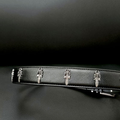 Cinturón Retro Punk de Plata 925 con Rodillo Tallado en Cuero Genuino - Image 9