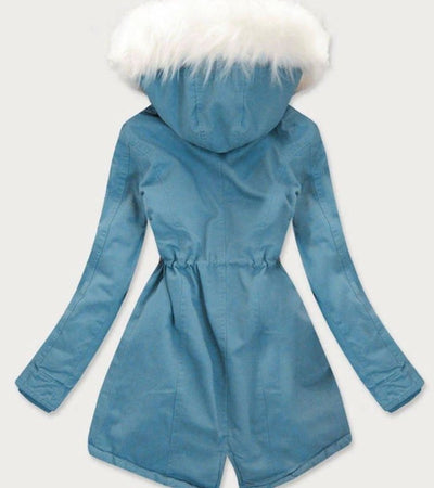 Abrigo Denim Tipo Trinchera con Cuello de Piel para Otoño e Invierno - Image 7