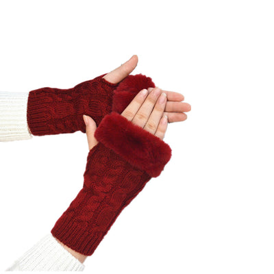 Guantes Tejidos Medio Dedo Torchidos Color Sólido para Mujer - Image 10