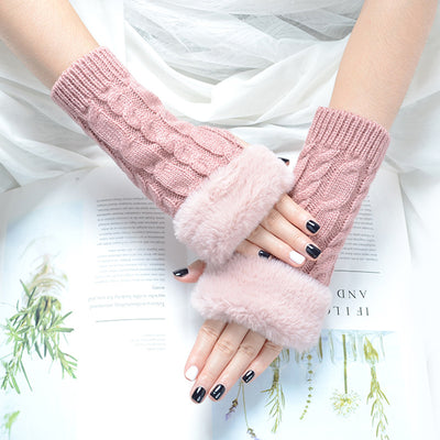 Guantes Tejidos Medio Dedo Torchidos Color Sólido para Mujer - Image 12