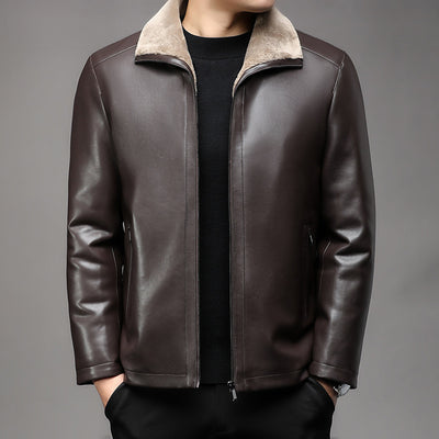 Abrigo de Cuero Premium con Cuello de Piel y Forro Polar Térmico - Image 6