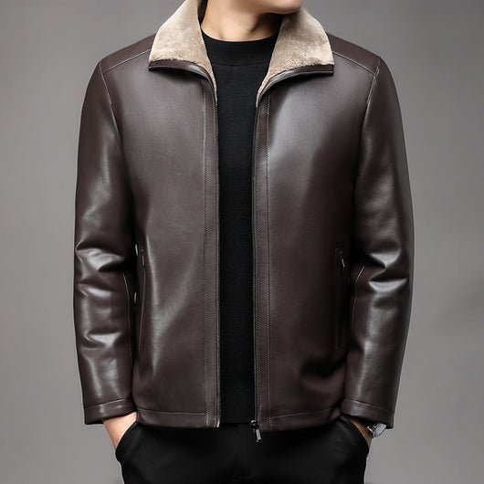 Abrigo de Cuero Premium con Cuello de Piel y Forro Polar Térmico - Image 6