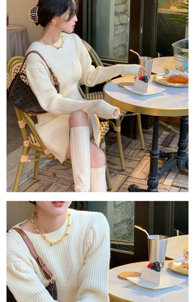 Vestido Suéter Tejido Largo Elegante Estilo Portuario para Mujer - Image 11