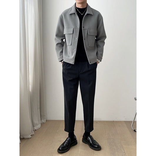 Abrigo de Lana Suelta con Solapa - Chaqueta Casual para Hombre - Image 11