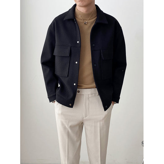 Abrigo de Lana Suelta con Solapa - Chaqueta Casual para Hombre - Image 12