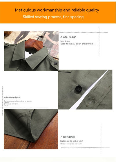 Camisa Casual de Algodón Puro Talla Grande para Hombre - Image 14